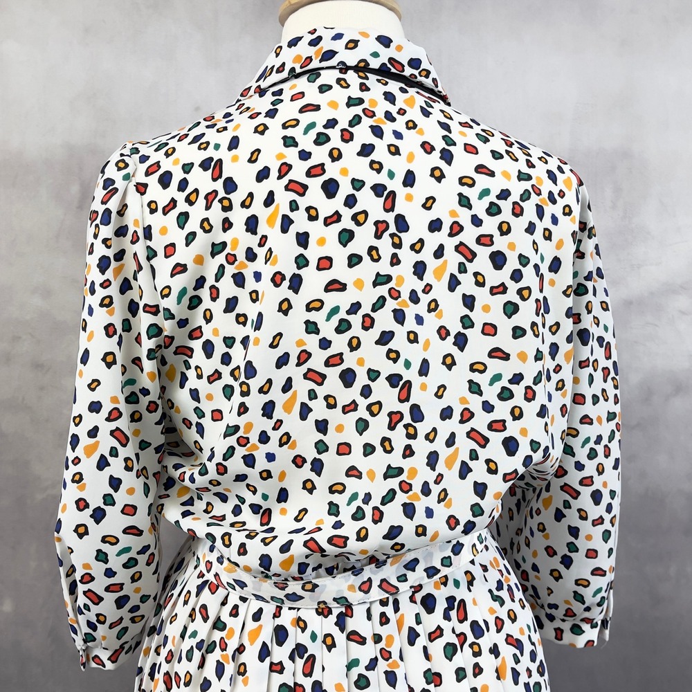 Vtg Breli Originals Abstract Print Dress Women 16 Primary Colors 80s USA Teacher - Picture 7 of 15